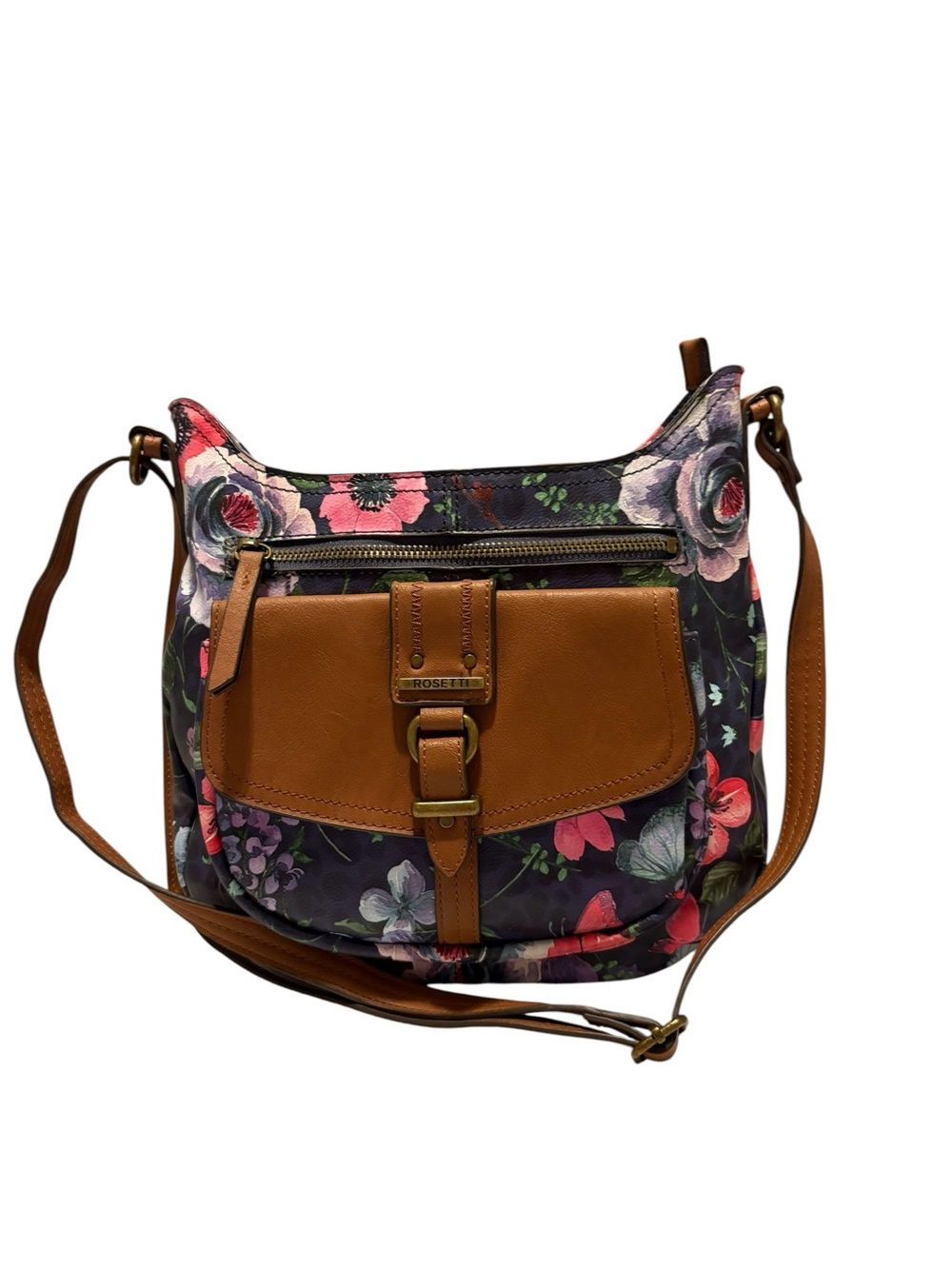 Rosetti Floral Crossbody Bag in Navy and Brown